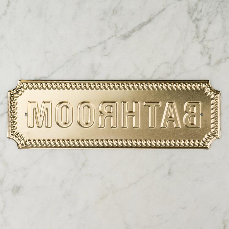 Металлическая табличка Ванная комната 2 Brass Sign Bathroom 2