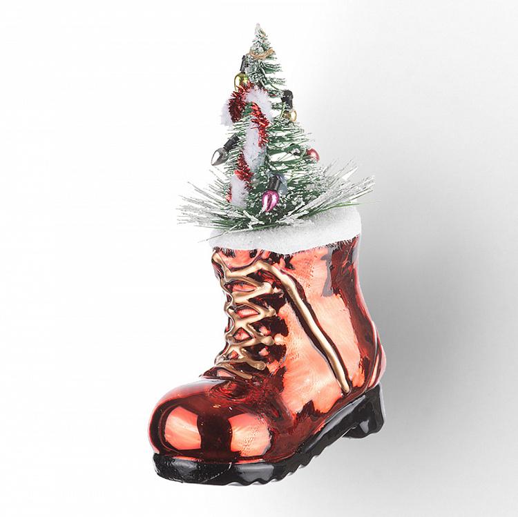 Ёлочная игрушка Ботинок с ёлочкой Boot With Christmas Tree 14 cm