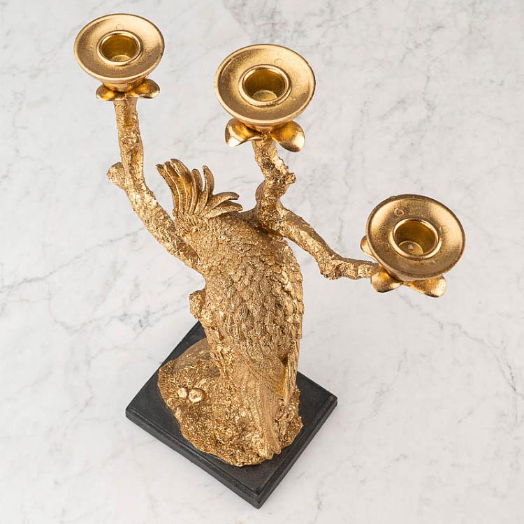 Золотой подсвечник Попугай на ветке Golden Candle Holder Parrot On Branch