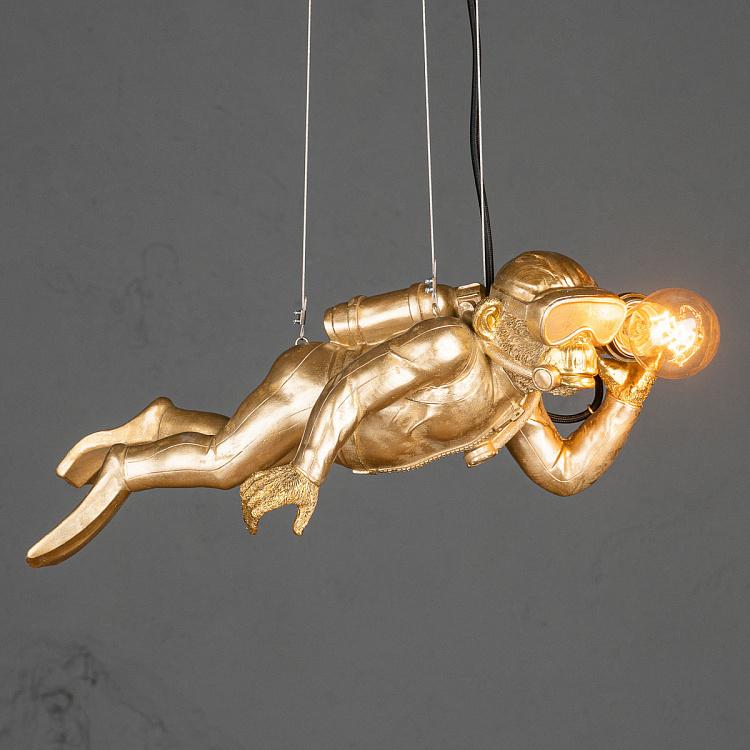 Подвесной светильник Дайвер Дэйв золотого цвета Ceiling Lamp Golden Diver Dave