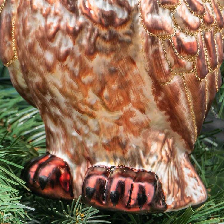 Ёлочная игрушка Стоящая коричневая сова Glass Standing Owl Brown 23 cm