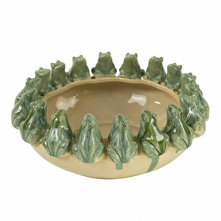 Frogs Bowl White Turquoise