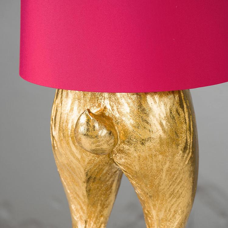 Настольная лампа Робкий кролик с розовым абажуром, M Table Lamp Hiding Bunny Gold Pink