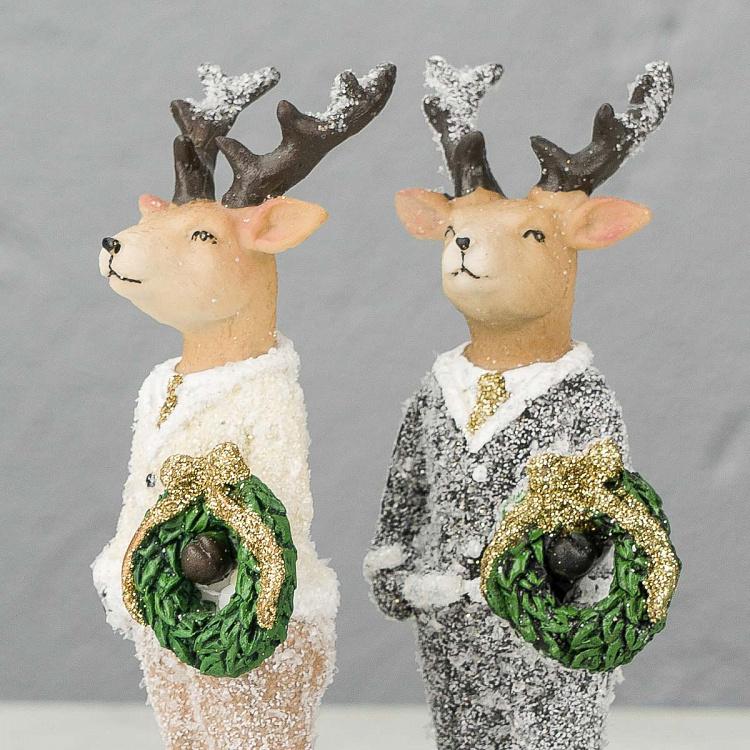 Набор из двух новогодних фигурок Олени-джентльмены Set Of 2 Christmas Deer Gentleman 20 cm