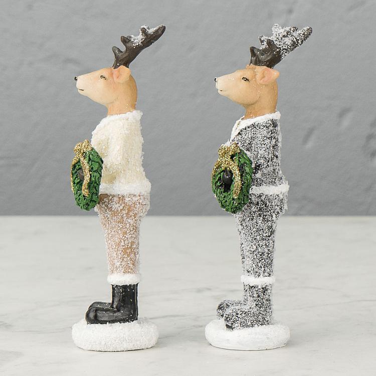 Набор из двух новогодних фигурок Олени-джентльмены Set Of 2 Christmas Deer Gentleman 20 cm