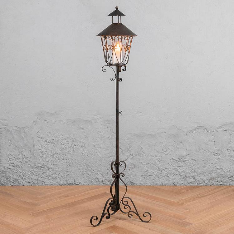 Металлический подсвечник-фонарь Metall Lantern With Glass Votive Dark Brown