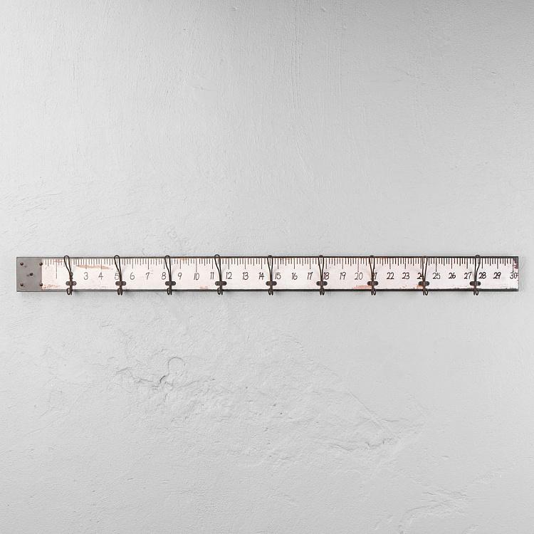 Девятиместная настенная вешалка Винтажная линейка Measuring Rod Wall Rack 9 Hooks