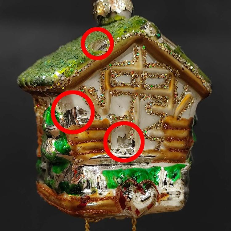 Ёлочная игрушка Часы с кукушкой дисконт7 Glass Hanger Cuckoo Clock 8 cm discount7