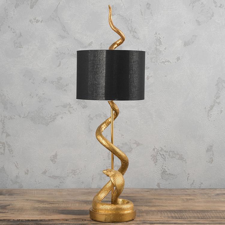 Настольная лампа с абажуром Кобра Table Lamp Kaara Gold/Black