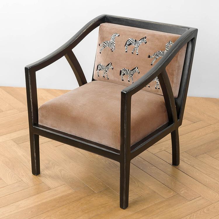 Кресло бархатное Сафари Embroidered Armchair