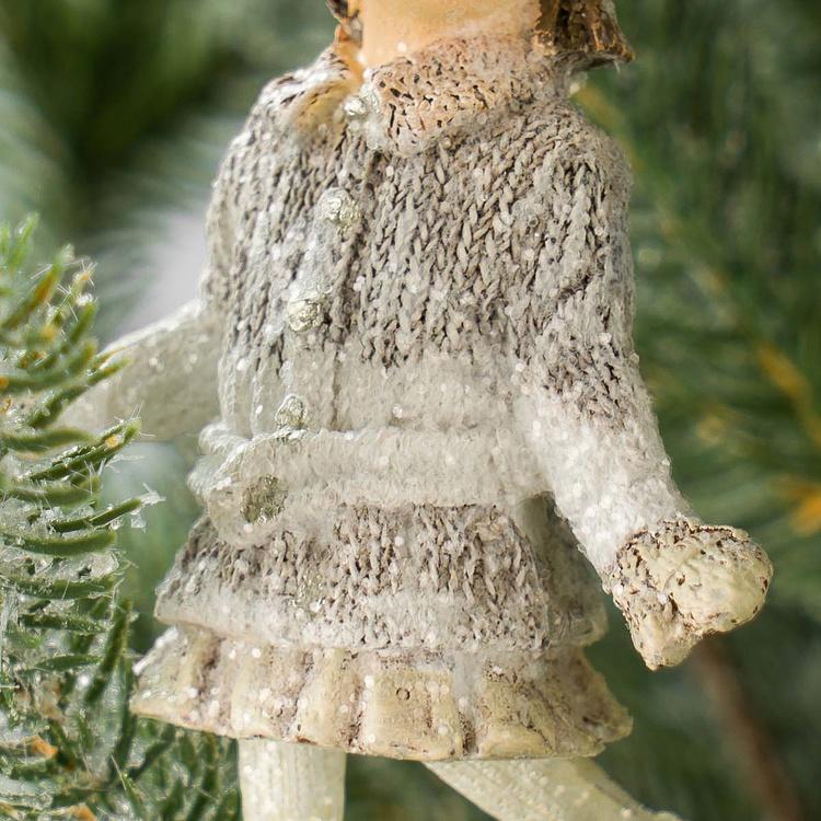 Набор из двух ёлочных игрушек Дети на коньках Set Of 2 Skating Snowkids Cream 10,5 cm