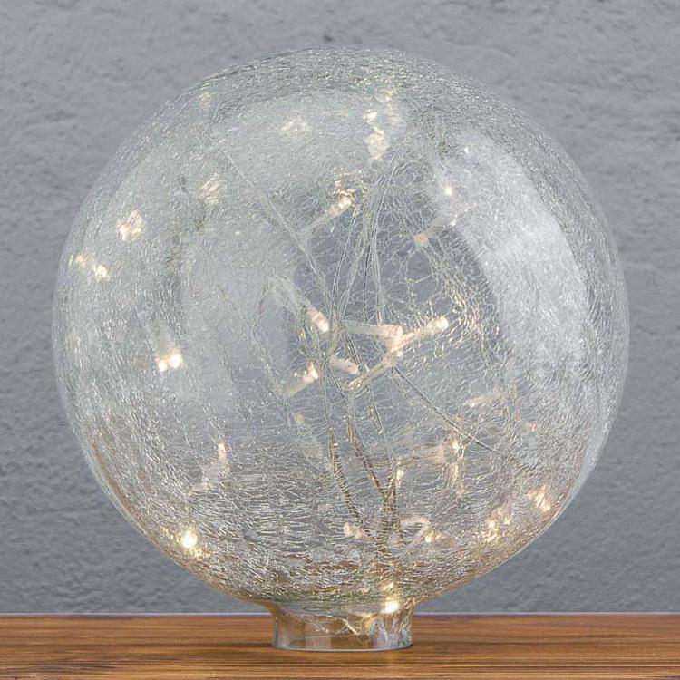 Настольный ночник Искрящийся стеклянный шар дисконт Clear White Crackle Glass Lighting Ball discount