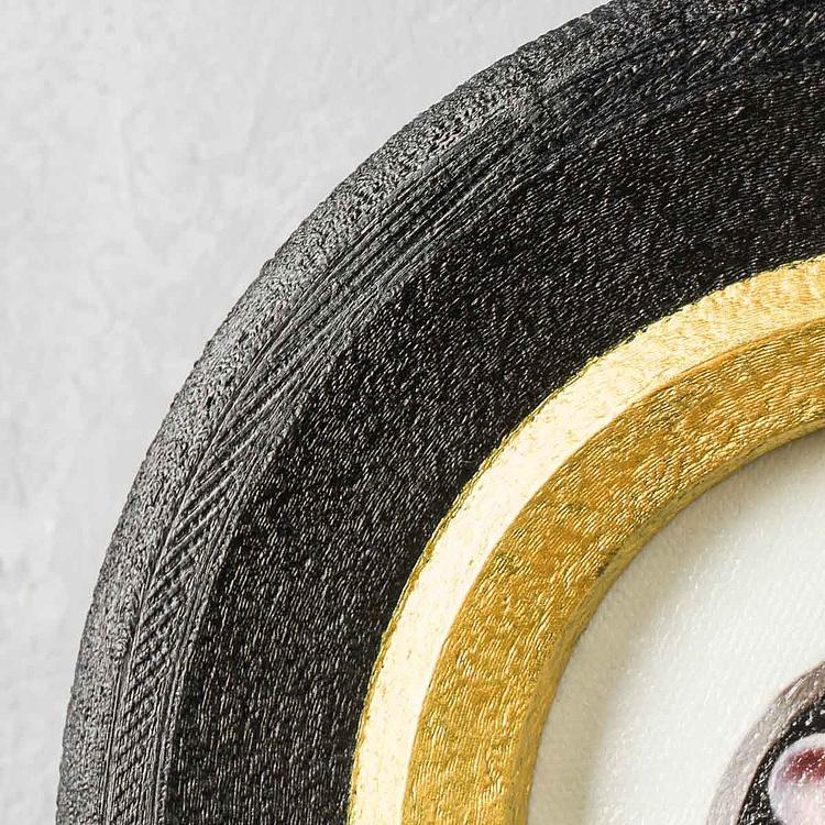 Картина в круглой раме Мышка с подсолнухом Sunflower Mouse Painting In Round Frame