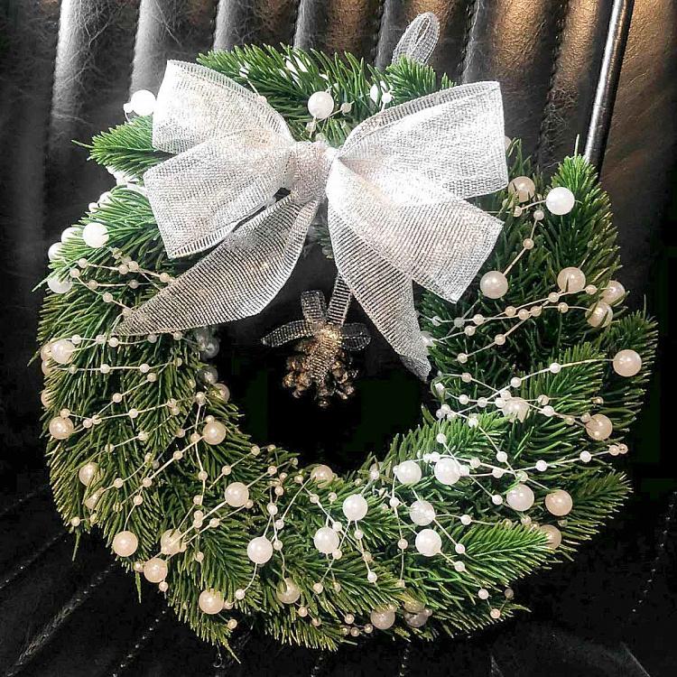 Wreath With Bow White 20 cm