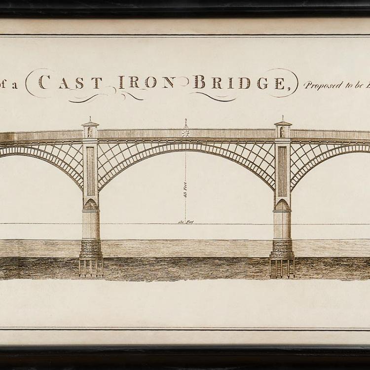 Картина-принт Железный мост со светлым фоном, S Architectural Iron Bridge Natural Small