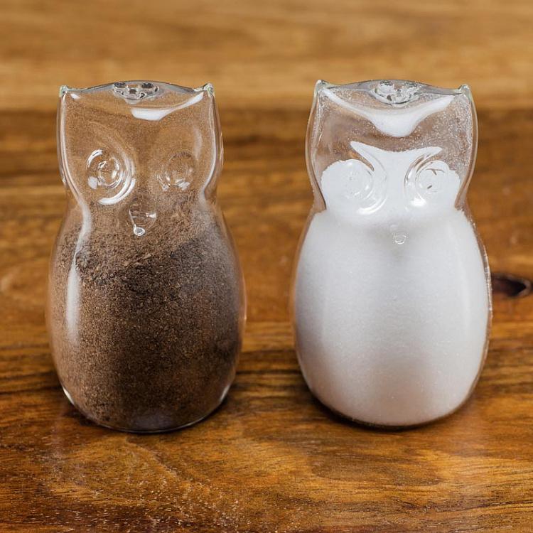 Набор для специй Совы Salt And Pepper Owls In Clear Glass