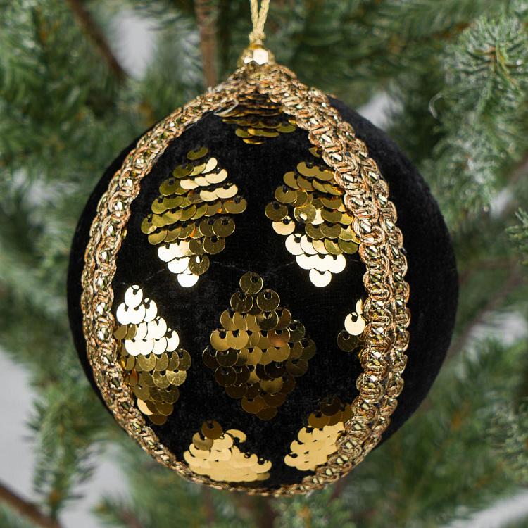 Sequins Ball Black And Gold 10 cm