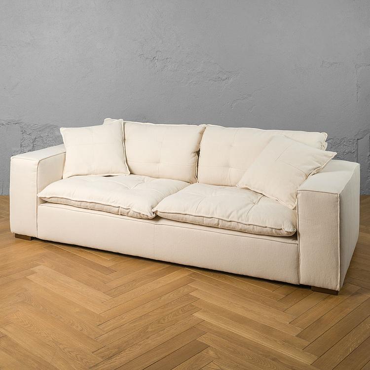 Трёхместный льняной диван Сити, ножки цвета латуни City 3 Seater, Brass Metal Linen RM
