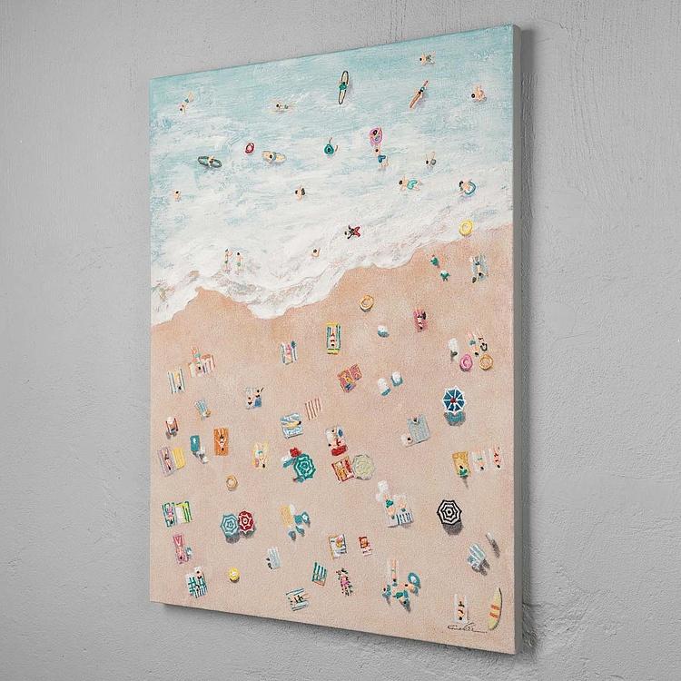 Картина акрилом на холсте Пляж Canvas Acrylic Painting Beach Multicoloured