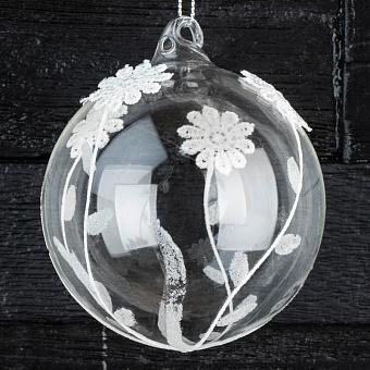 Glass Flower Ball Clear 8 cm