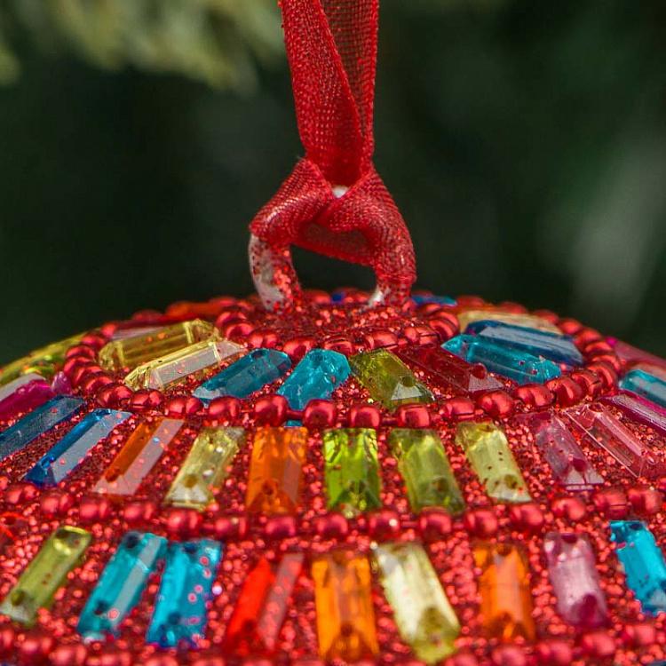 Ёлочный шар с разноцветными кристаллами Multicolored Stones Ball 9 cm