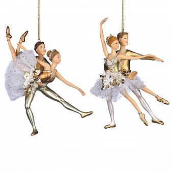 Набор из 2-х ёлочных игрушек Set Of 2 Tulle Pearl Ballet Couple White Gold 15 cm