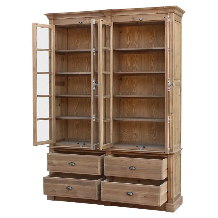 Книжный шкаф с 4 дверцами и ящиками Вильнёв Villeneuve 4 Glass Doors Bookcase With Drawers DB