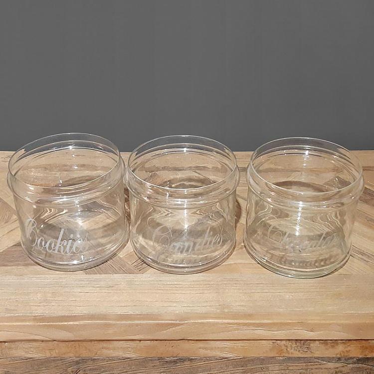 Набор из трёх банок (надписи: шоколад, печенье, конфеты) Set Of 3 Jars Steps