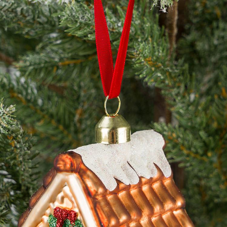 Ёлочная игрушка Бежевый пряничный домик House 13 cm