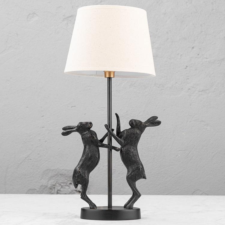 Настольная лампа с льняным абажуром Два зайца Table Lamp 2 Lievres With Shade