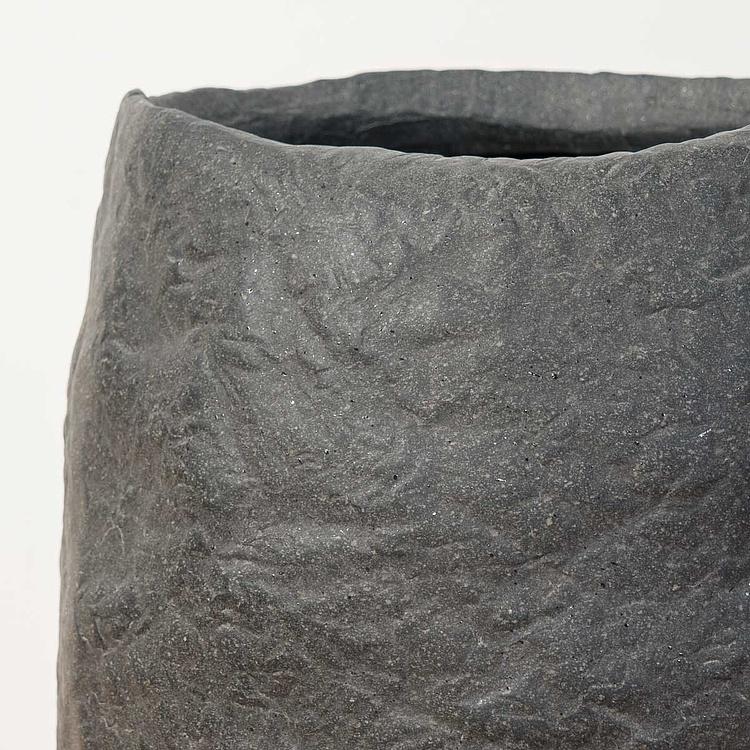 Высокое тёмно-серое кашпо-чаша Эффектори Органик, S Effectory Organic Tall Bowl Dark Gray Small
