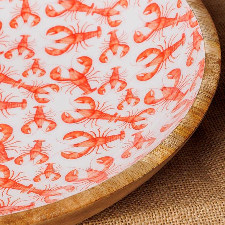 Супер большая тарелка-пиала Лобстеры Lobsters Mango Wood Bowl Extra Large