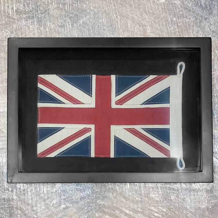 Флаг Великобритании за стеклом в раме, мини дисконт1 Shadow Box Flag UK Mini discount1