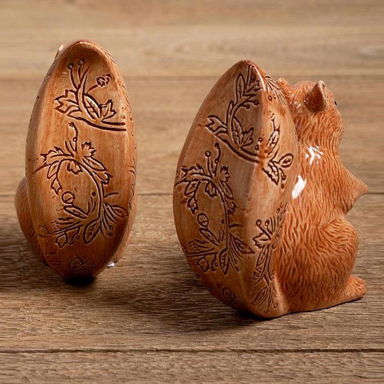 Набор для специй Белочки с цветочным узором на хвостах Set Of 2 Salt And Pepper Squirrels Flowery Tail