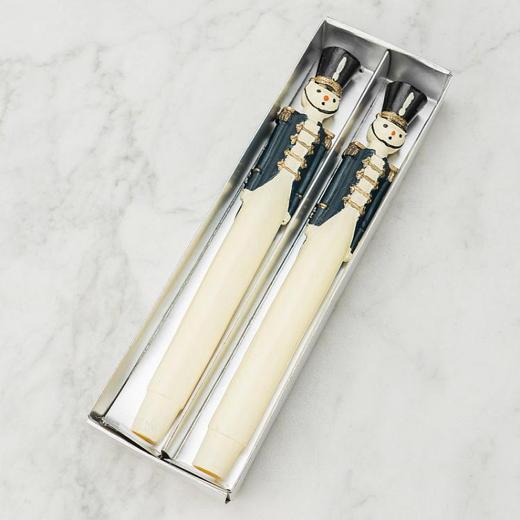 Набор из двух свечей Солдаты в синей форме Set Of 2 Paraffin Candles Soldiers In Blue Uniform