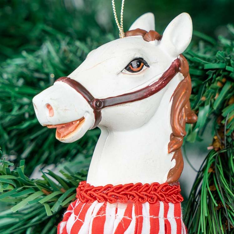 Ёлочная игрушка Лошадка с зелёной кисточкой Xmas Carousel Horse Tassel Green 28 cm