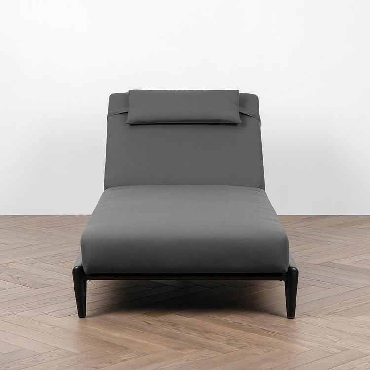Садовый шезлонг-лежак Dune Lounger, Black акриловая ткань Anthracite Carbon - ракурс 2