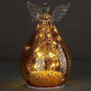 Glass Led Light Antique Angel In Box Champagne Battery Operated 15 cm discount