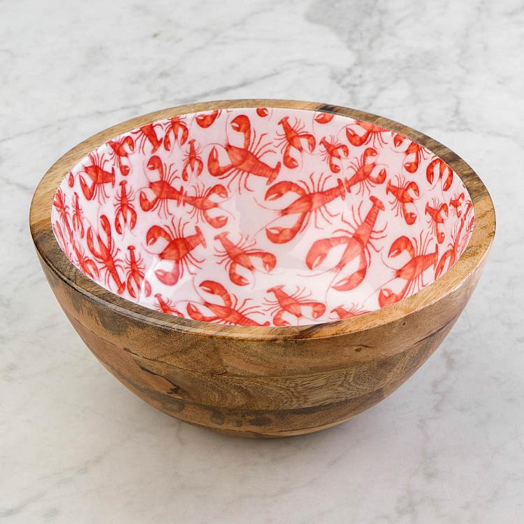 Lobsters Mango Wood Bowl Large