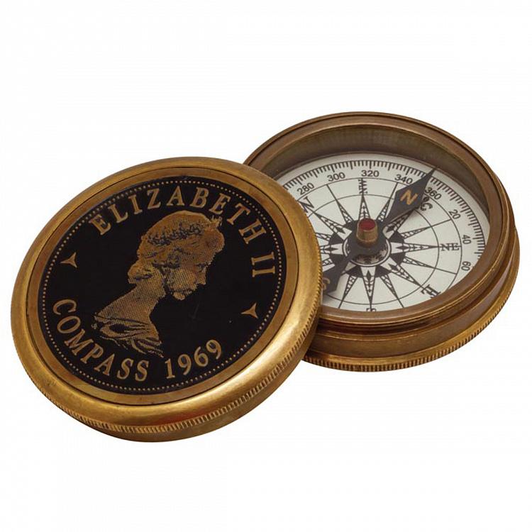 Латунный компас Елизавета II Elizabeth II Brass Compass