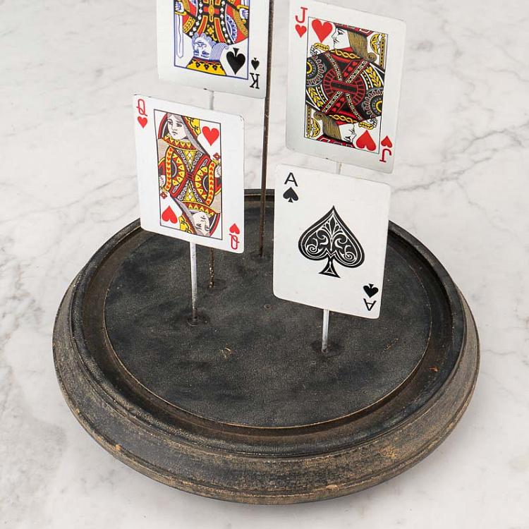 Статуэтка Стеклянный купол с игральными картами Glass Dome With Game Cards