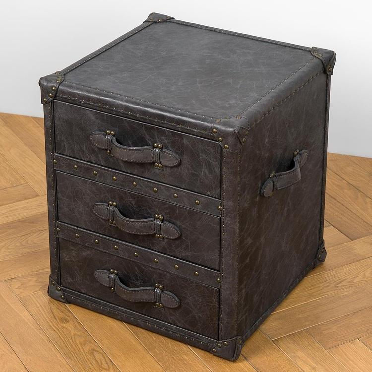 Тумба-сундук Navigator Side Table D натуральная кожа Antique Ebony - ракурс 5