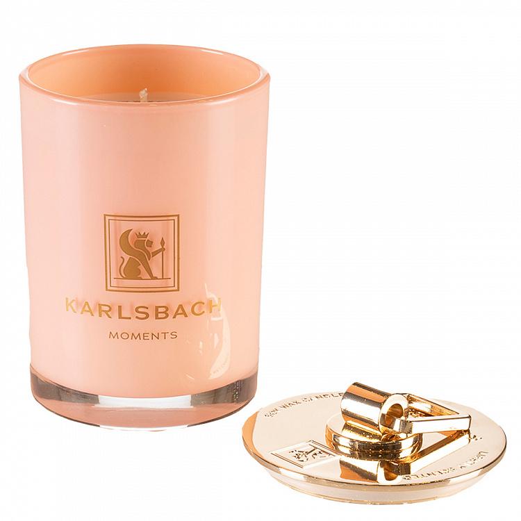 Aroma Candle In Pink Glass With Gold Lid Cactus