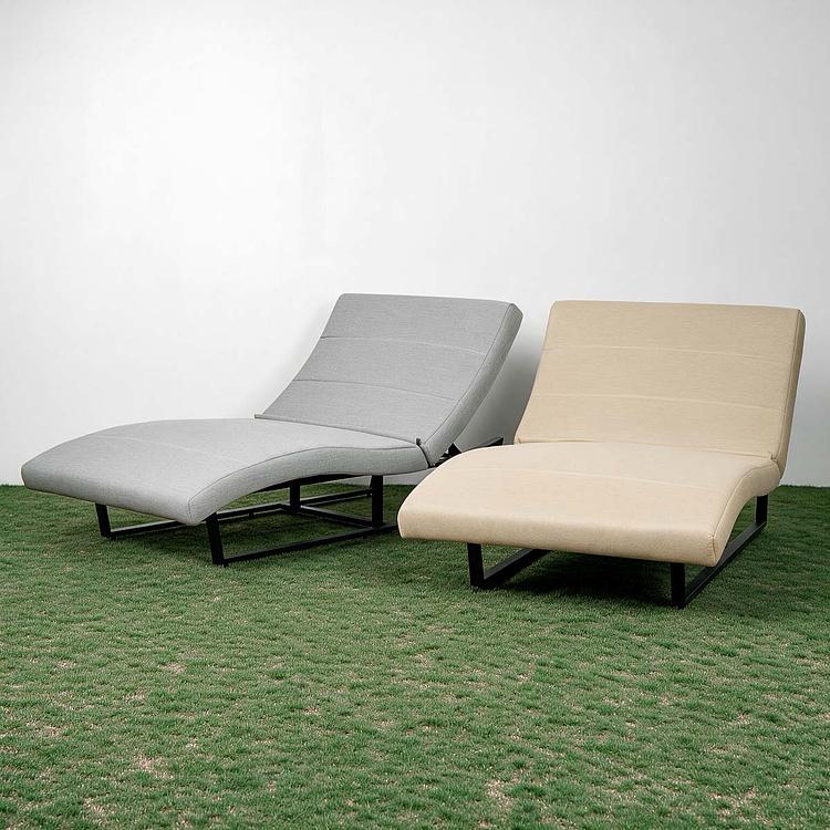 Садовый шезлонг-лежак Wave Lounger, Black акриловая ткань Heather Beige - ракурс 8