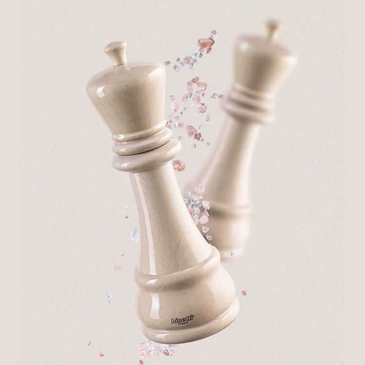 Мельница для специй Белый шахматный король Chess King Spice Mill White