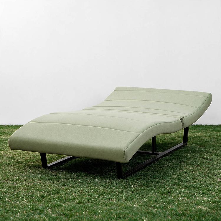 Садовый шезлонг-лежак Wave Lounger, Black акриловая ткань Almond - ракурс 2