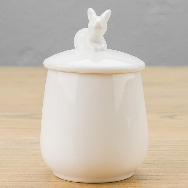 Стакан для ватных дисков с кроликом на крышке Rabbit Cotton Pads Glass With Lid