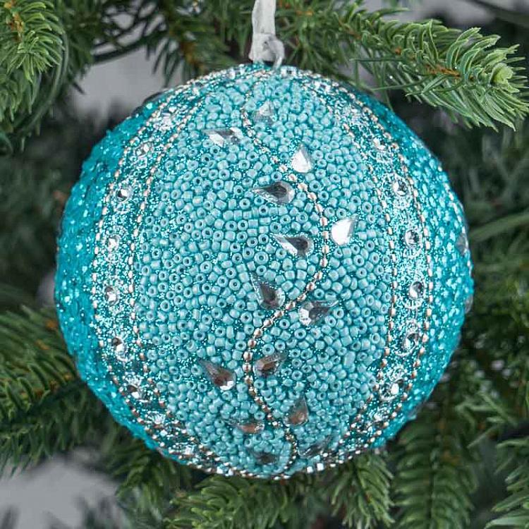 Bead Ornament Ball Blue 9 cm