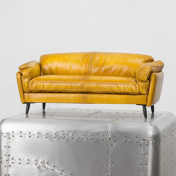 Декоративный мини-диван Mini Dublin 3 Seater RM натуральная кожа Yellow Andalusia - ракурс 8