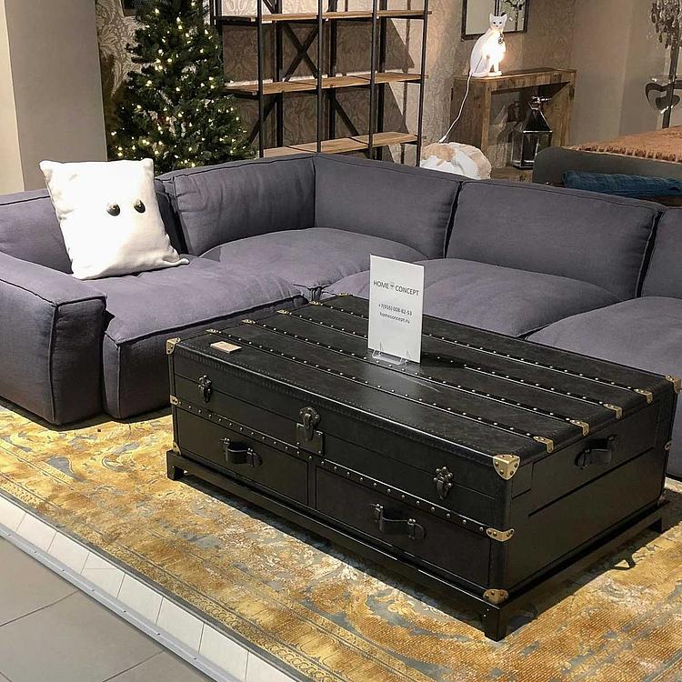 Журнальный стол-сундук Пилигрим, чёрное основание Piligrim Coffee Table, Black Wood RM